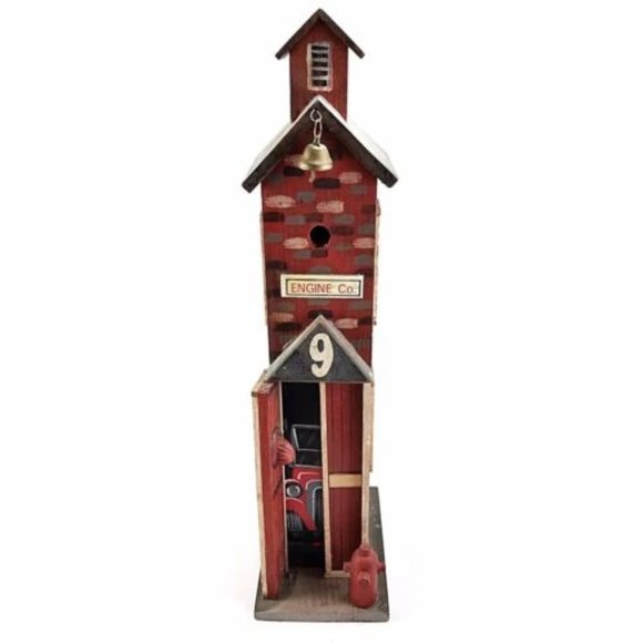 Vintage Engine Co Fire Station House Birdhouse - Picture 6 of 6